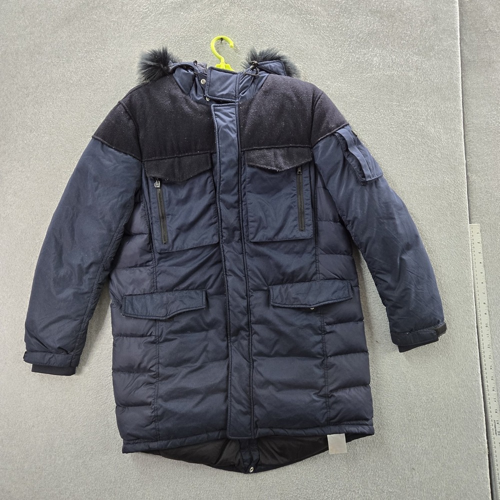 Armani Exchange Men‎ Jacket M Navy Parka Fur Trim Hooded